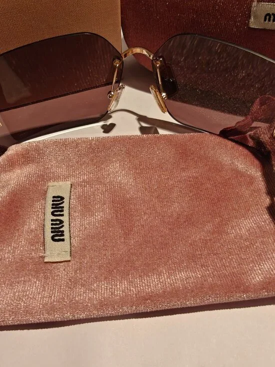 Miu Miu Women Sunglasses 54YS Brown Tinted Gold Frame - Picture 7 of 10